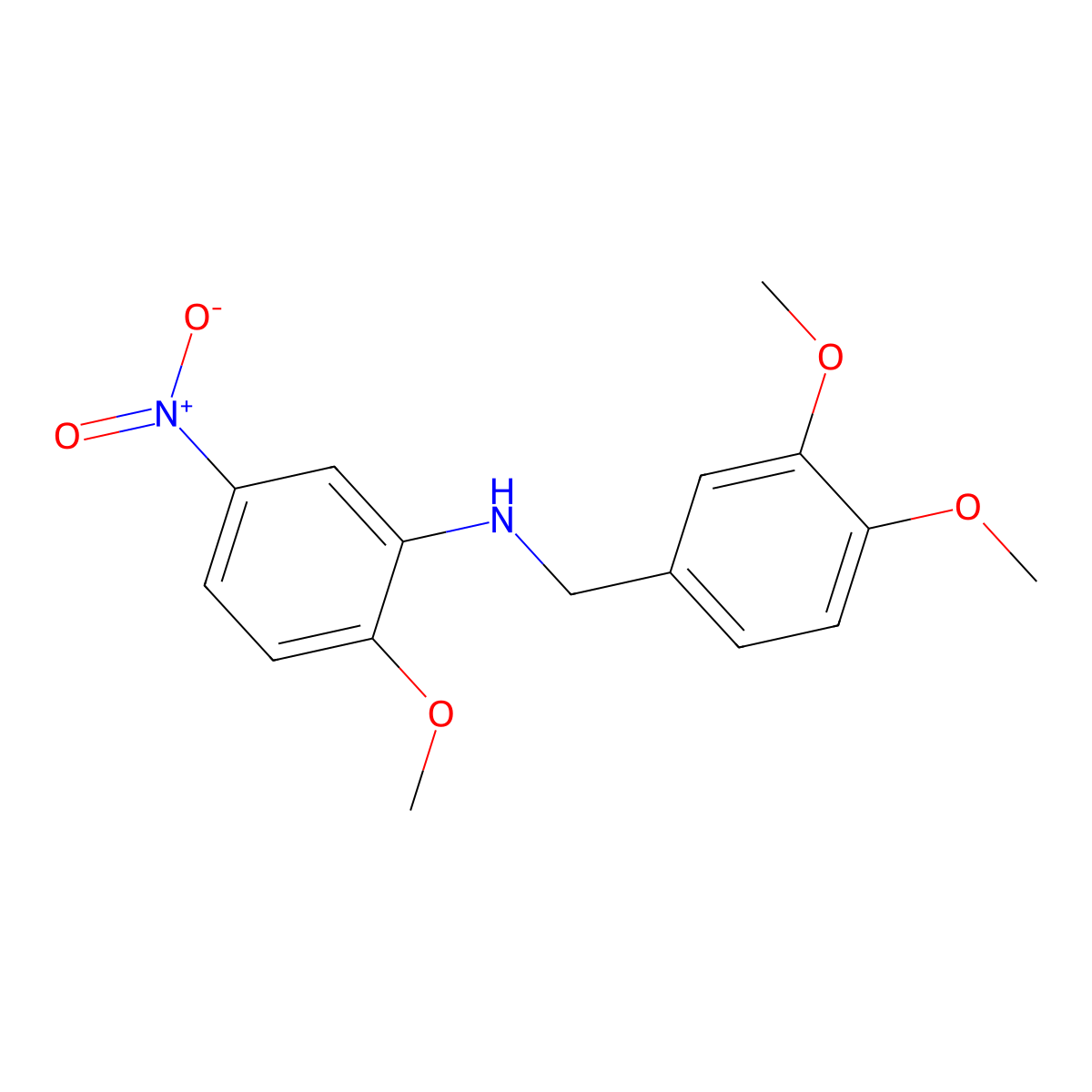 N-(3,4-dimethoxybenzyl)-2-methoxy-5-nitroaniline molecular structure, CAS 353772-37-9