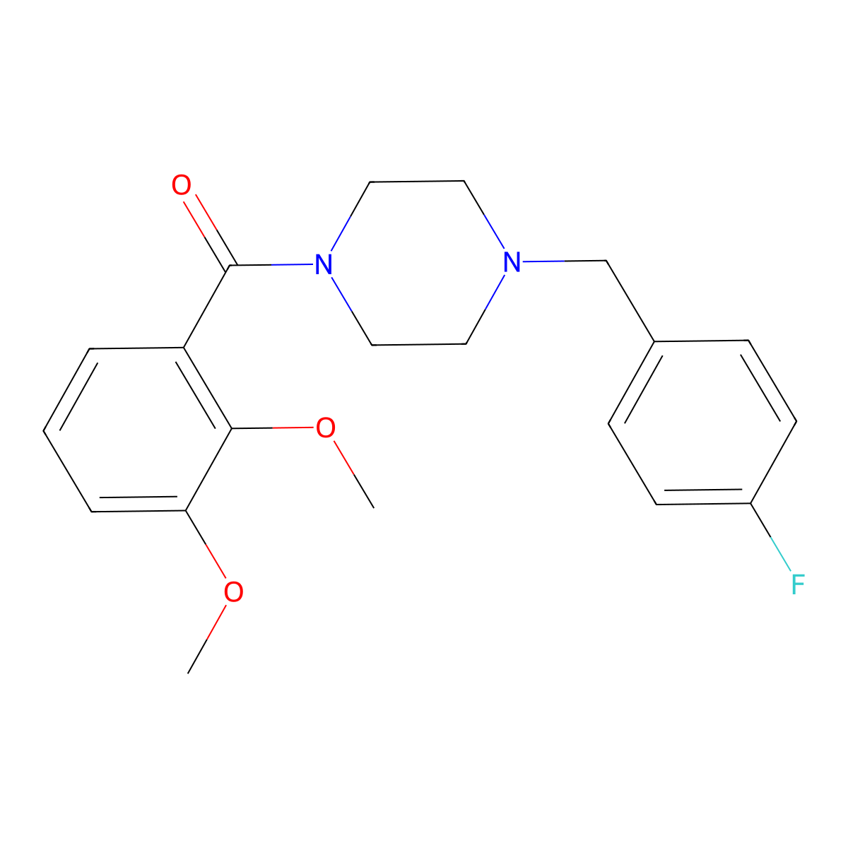 (2,3-Dimethoxyphenyl)-[4-[(4-fluorophenyl)methyl]piperazin-1-yl]methanone molecular structure, CAS 353772-38-0