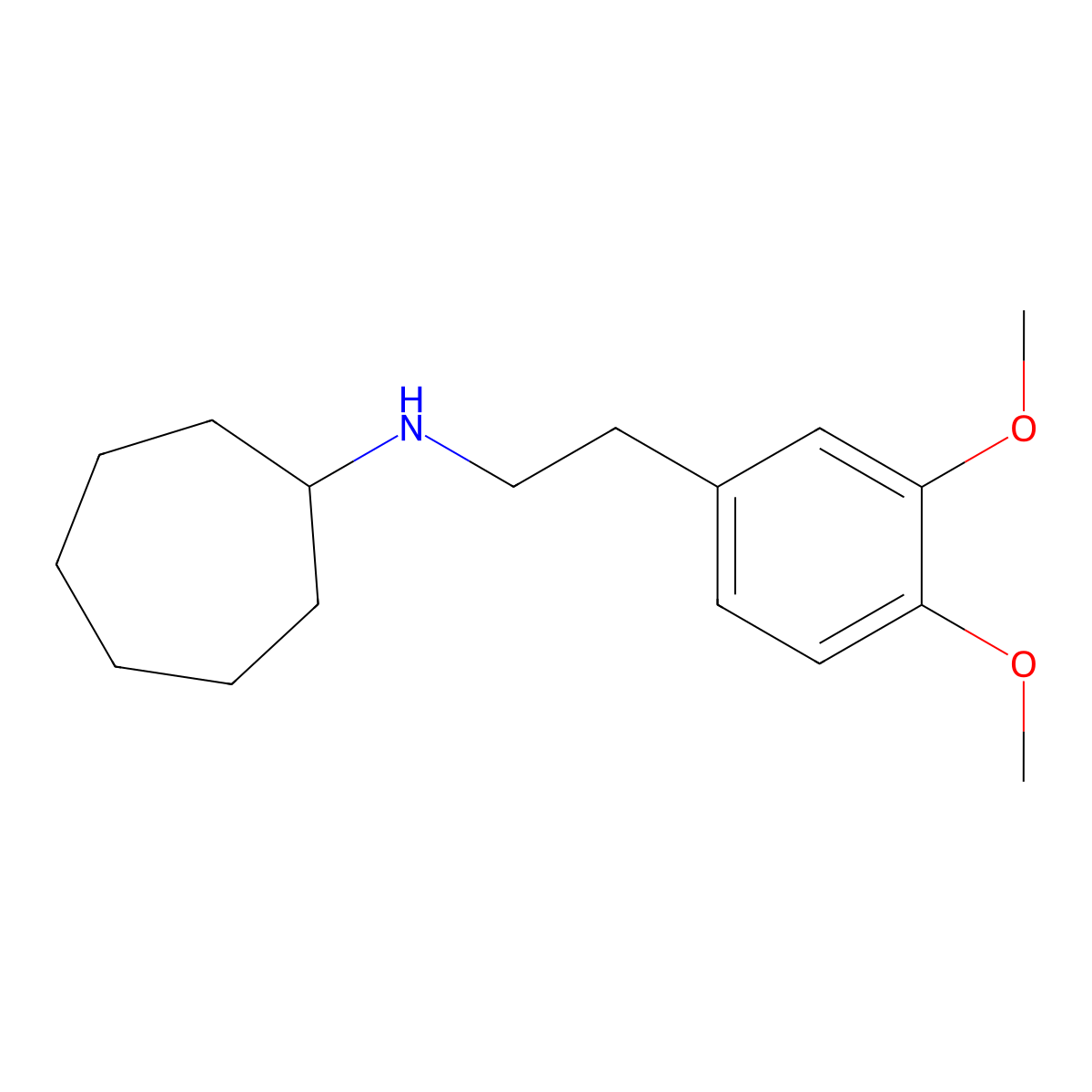 N-[2-(3,4-dimethoxyphenyl)ethyl]cycloheptanamine molecular structure, CAS 353772-45-9