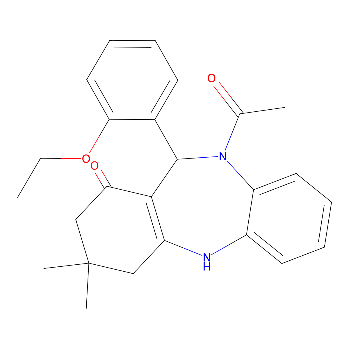 5-Acetyl-6-(2-ethoxyphenyl)-9,9-dimethyl-6,8,10,11-tetrahydrobenzo[b][1,4]benzodiazepin-7-one molecular structure, CAS 353772-50-6