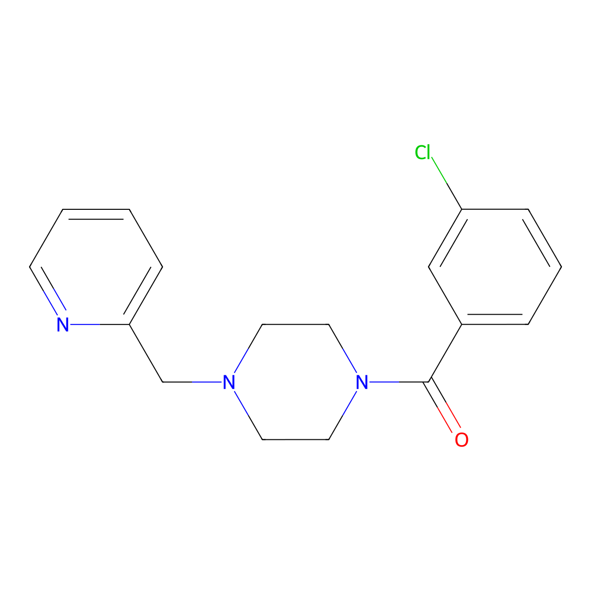 (3-Chlorophenyl)-[4-(pyridin-2-ylmethyl)piperazin-1-yl]methanone molecular structure, CAS 353772-60-8