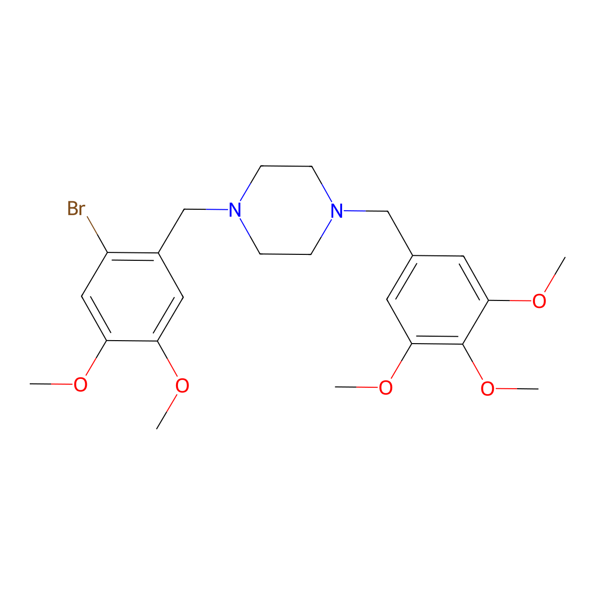 1-[(2-Bromo-4,5-dimethoxyphenyl)methyl]-4-[(3,4,5-trimethoxyphenyl)methyl]piperazine molecular structure, CAS 353772-81-3