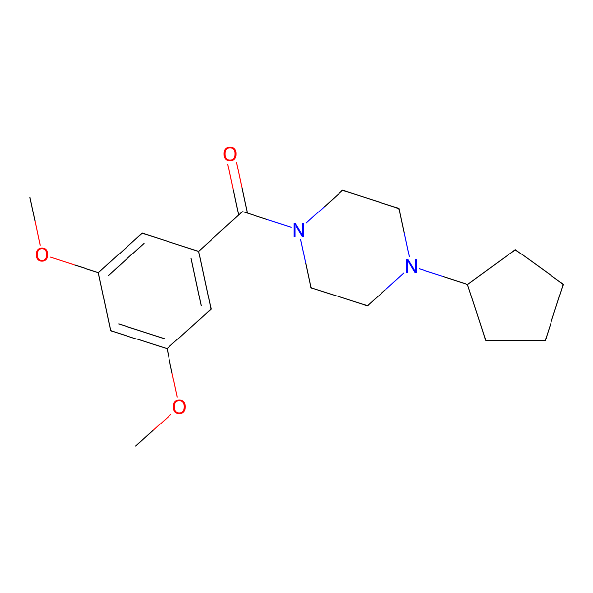 1-Cyclopentyl-4-(3,5-dimethoxybenzoyl)piperazine molecular structure, CAS 353772-90-4