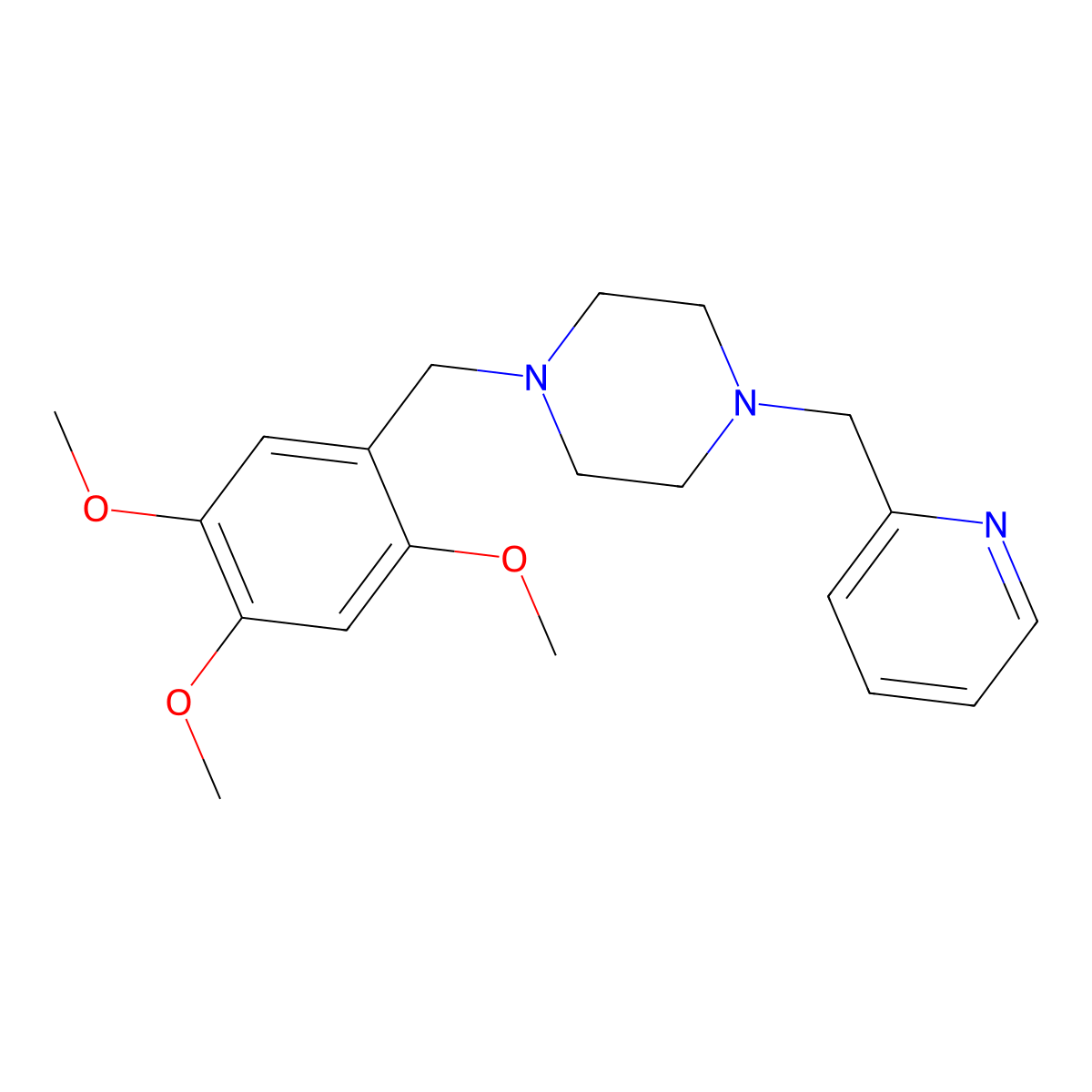 1-(Pyridin-2-ylmethyl)-4-[(2,4,5-trimethoxyphenyl)methyl]piperazine molecular structure, CAS 353773-06-5