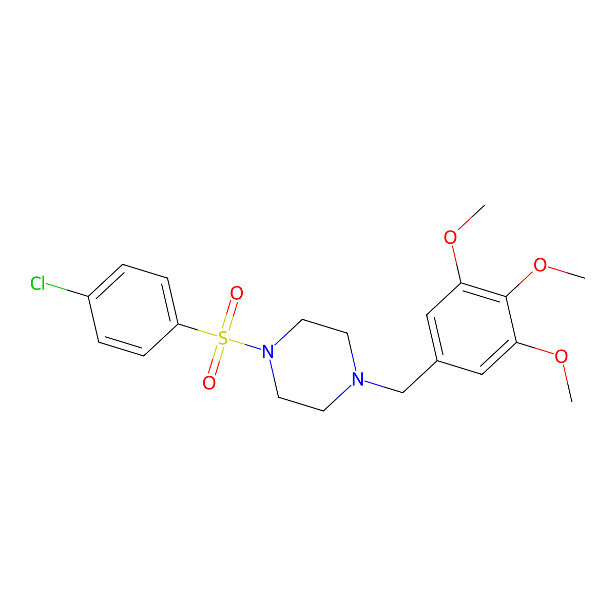 1-[(4-Chlorophenyl)sulfonyl]-4-(3,4,5-trimethoxybenzyl)piperazine molecular structure, CAS 353773-08-7