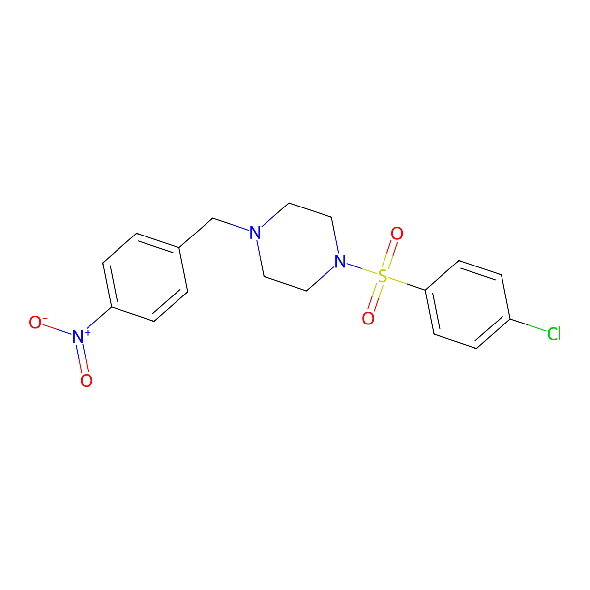 1-(4-Chlorophenyl)sulfonyl-4-[(4-nitrophenyl)methyl]piperazine molecular structure, CAS 353773-10-1