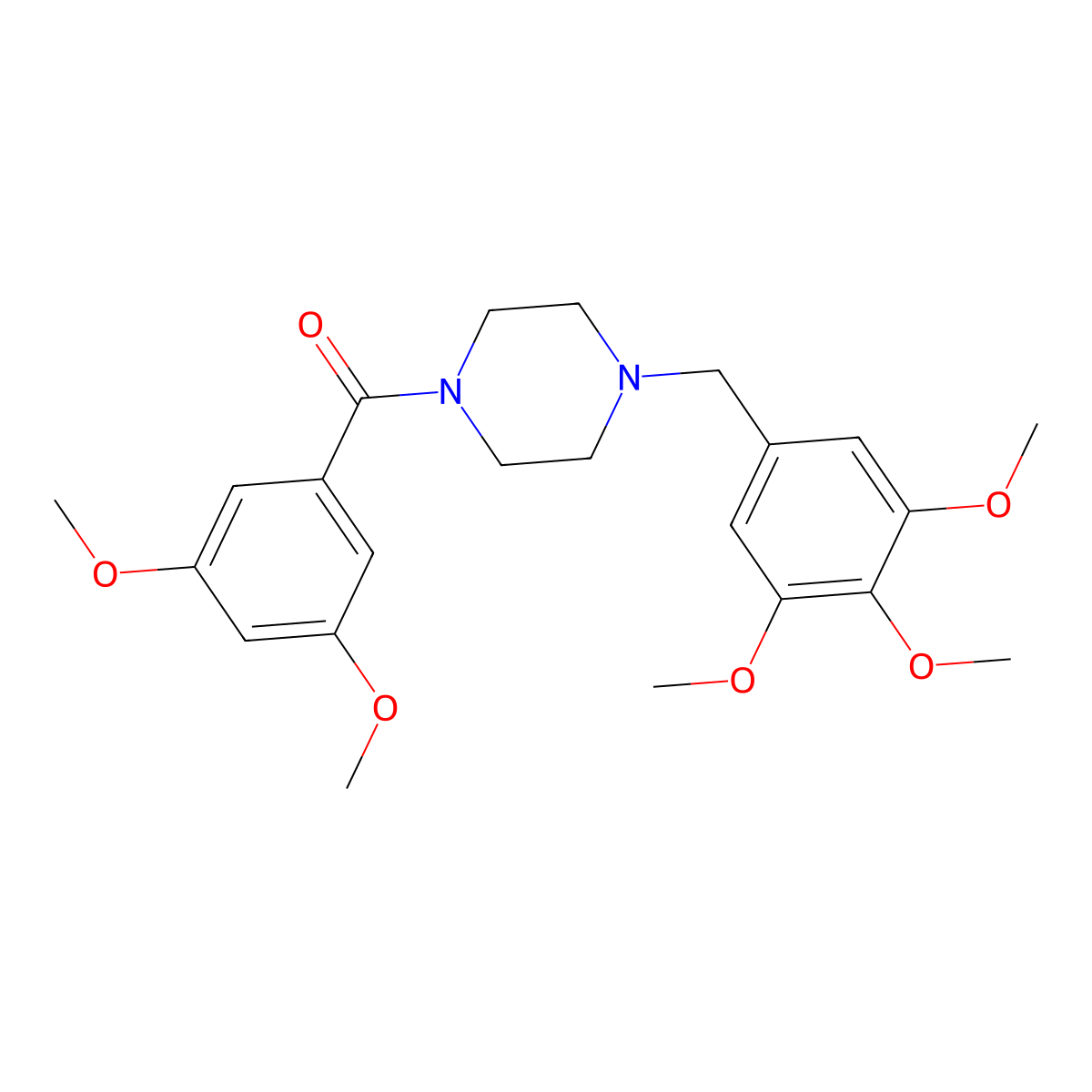 (3,5-Dimethoxyphenyl)-[4-[(3,4,5-trimethoxyphenyl)methyl]piperazin-1-yl]methanone molecular structure, CAS 353773-12-3