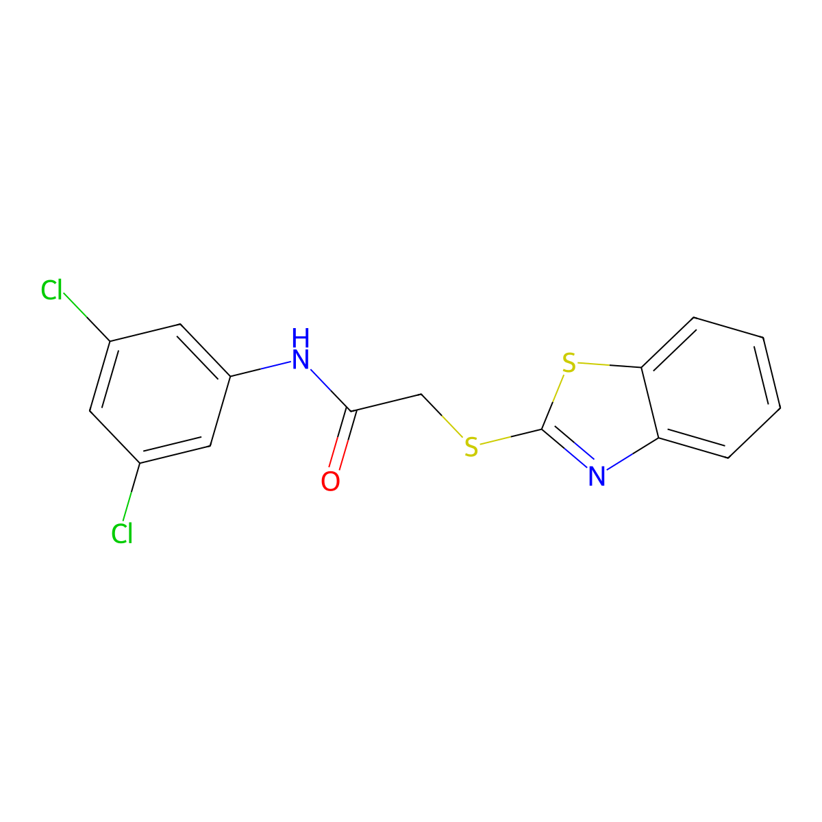 2-(1,3-benzothiazol-2-ylsulfanyl)-N-(3,5-dichlorophenyl)acetamide molecular structure, CAS 353773-15-6