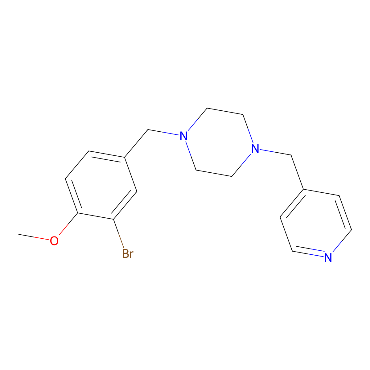 1-[(3-Bromo-4-methoxyphenyl)methyl]-4-(pyridin-4-ylmethyl)piperazine molecular structure, CAS 353773-18-9