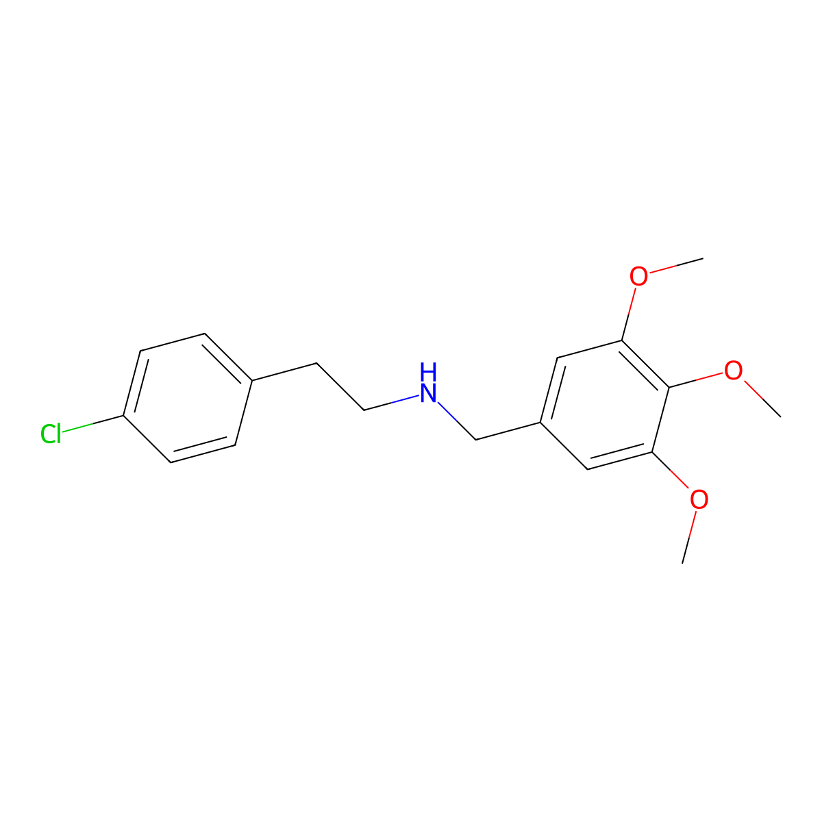 2-(4-chlorophenyl)-N-(3,4,5-trimethoxybenzyl)ethanamine molecular structure, CAS 353773-22-5