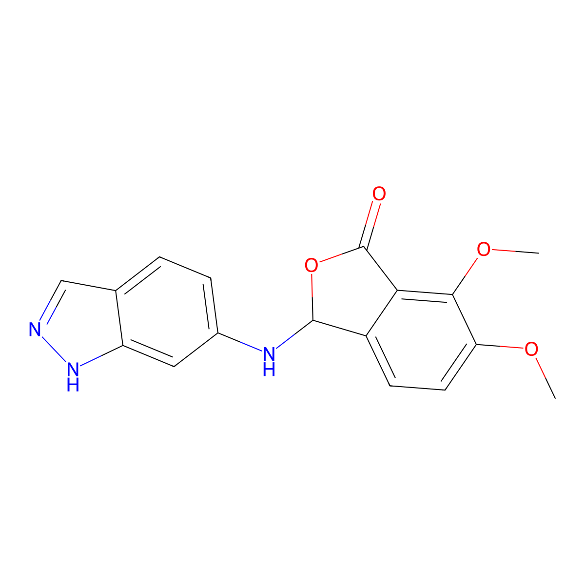 3-(1H-Indazol-6-ylamino)-6,7-dimethoxy-1(3H)-isobenzofuranone molecular structure, CAS 353773-30-5