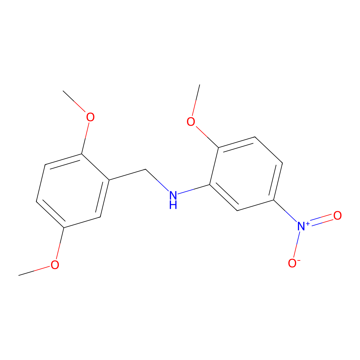 N-(2,5-dimethoxybenzyl)-2-methoxy-5-nitroaniline molecular structure, CAS 353773-40-7