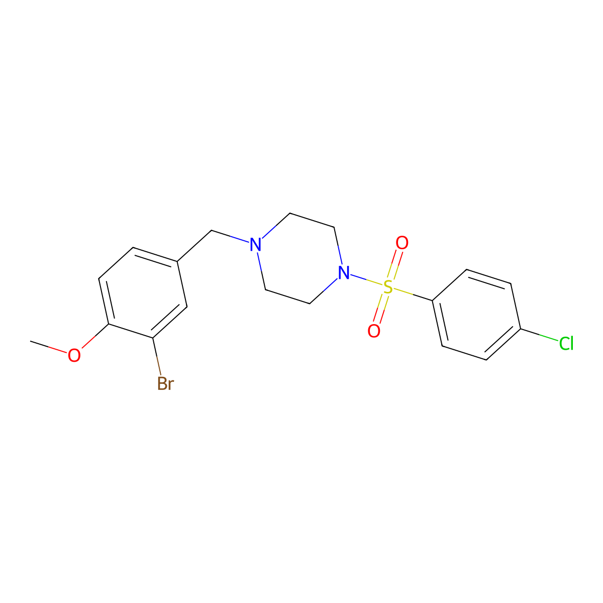 1-(3-Bromo-4-methoxybenzyl)-4-[(4-chlorophenyl)sulfonyl]piperazine molecular structure, CAS 353773-47-4