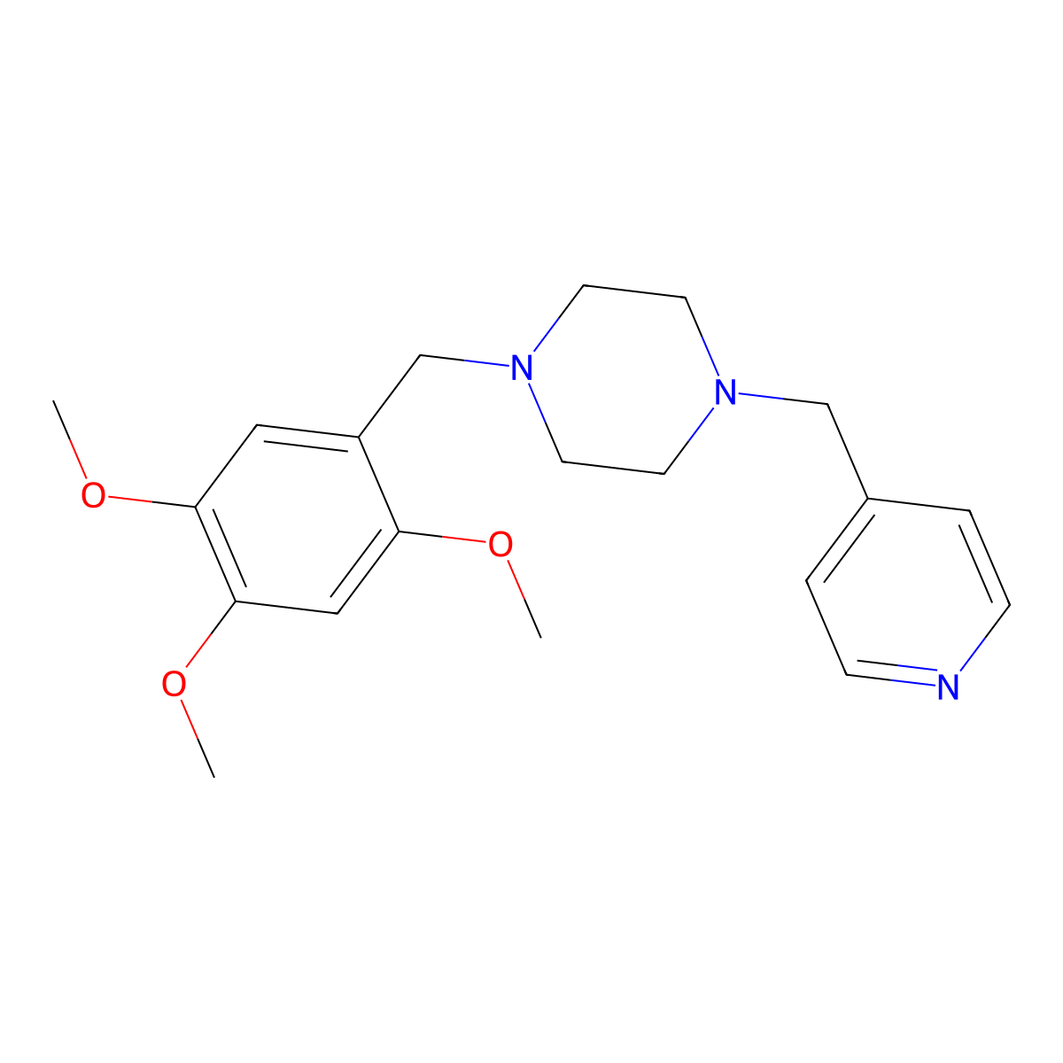 1-(Pyridin-4-ylmethyl)-4-[(2,4,5-trimethoxyphenyl)methyl]piperazine molecular structure, CAS 353773-49-6