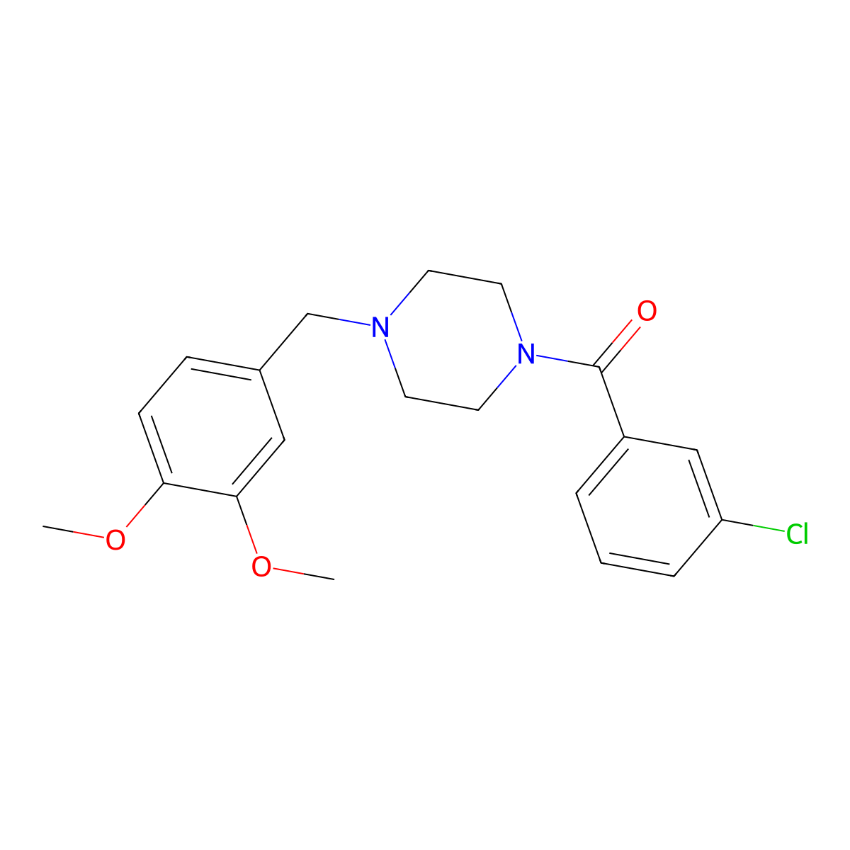 (3-Chlorophenyl)-[4-[(3,4-dimethoxyphenyl)methyl]piperazin-1-yl]methanone molecular structure, CAS 353773-57-6