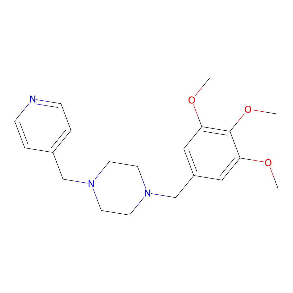 1-(Pyridin-4-ylmethyl)-4-[(3,4,5-trimethoxyphenyl)methyl]piperazine molecular structure, CAS 353773-61-2