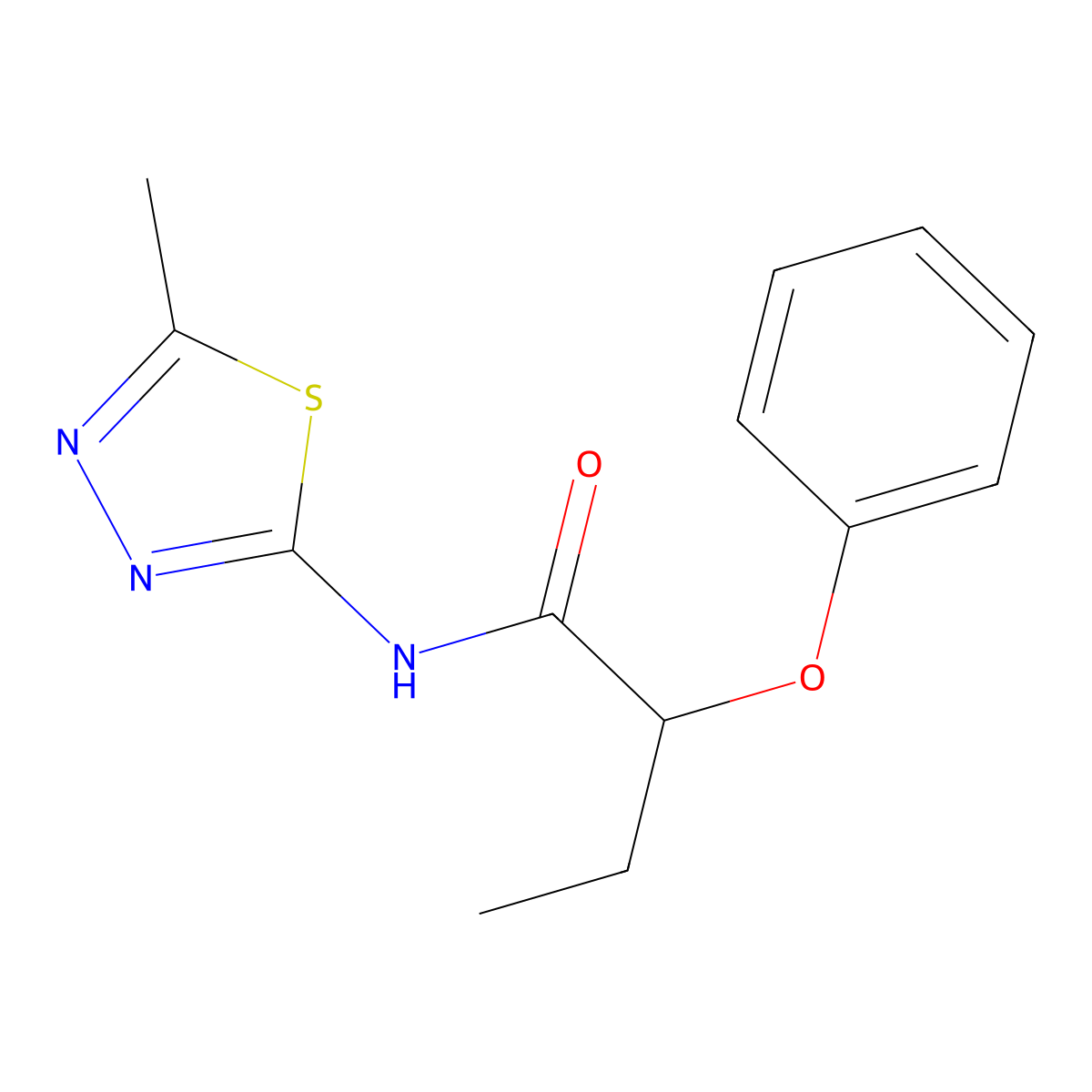 N-(5-methyl-1,3,4-thiadiazol-2-yl)-2-phenoxybutanamide molecular structure, CAS 353773-62-3