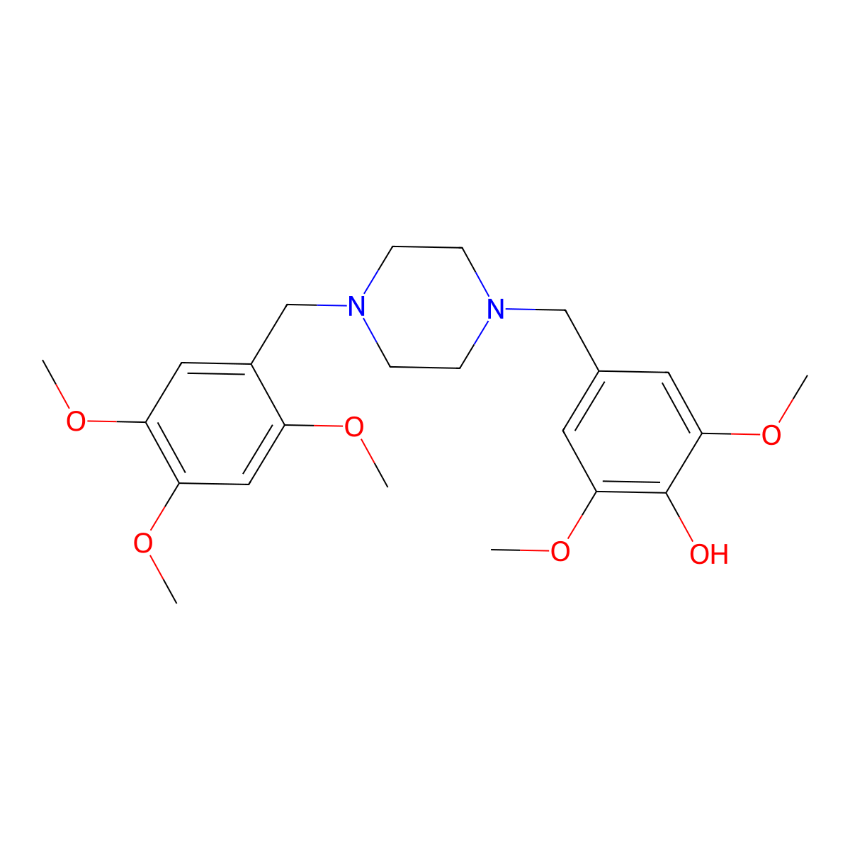 2,6-Dimethoxy-4-[[4-[(2,4,5-trimethoxyphenyl)methyl]piperazin-1-yl]methyl]phenol molecular structure, CAS 353773-63-4