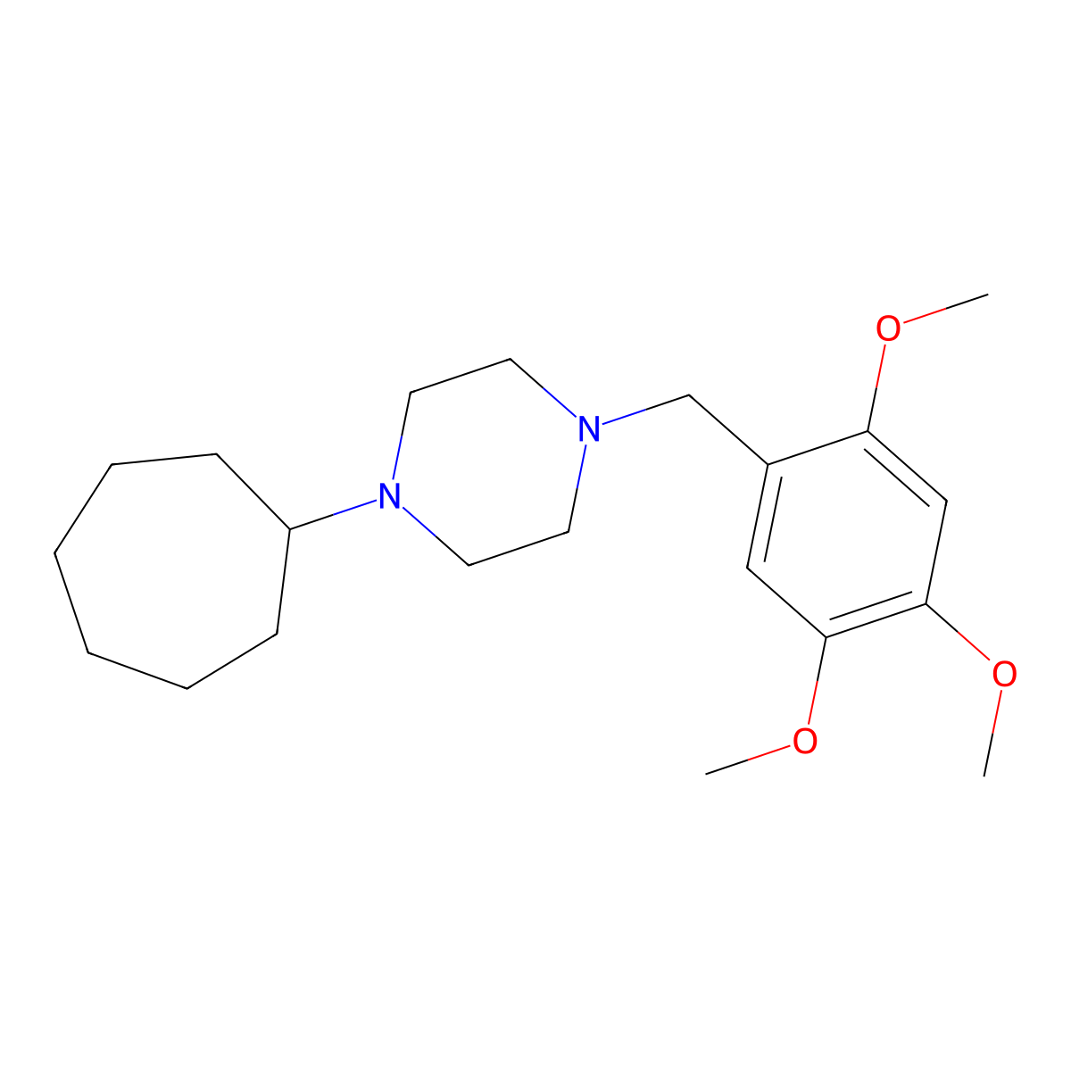 1-Cycloheptyl-4-[(2,4,5-trimethoxyphenyl)methyl]piperazine molecular structure, CAS 353773-80-5