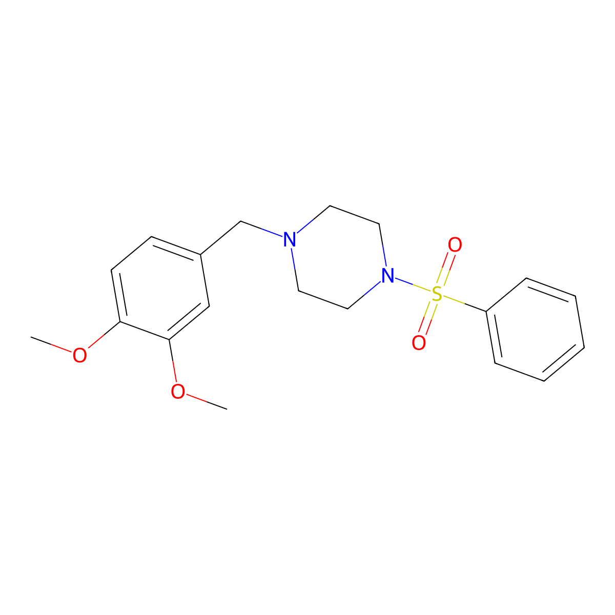 1-(3,4-Dimethoxybenzyl)-4-(phenylsulfonyl)piperazine molecular structure, CAS 353773-88-3