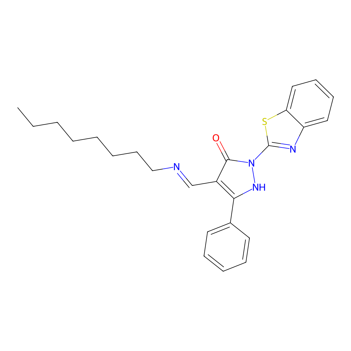 2-(1,3-benzothiazol-2-yl)-4-[(octylamino)methylene]-5-phenyl-2,4-dihydro-3H-pyrazol-3-one molecular structure, CAS 353774-02-4