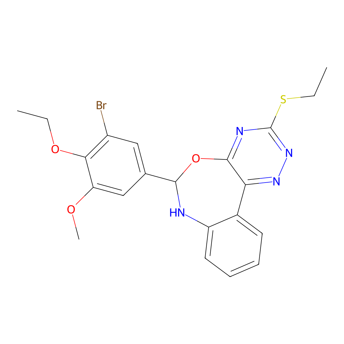 6-(3-Bromo-4-ethoxy-5-methoxyphenyl)-3-(ethylsulfanyl)-6,7-dihydro[1,2,4]triazino[5,6-d][3,1]benzoxazepine molecular structure, CAS 353774-05-7