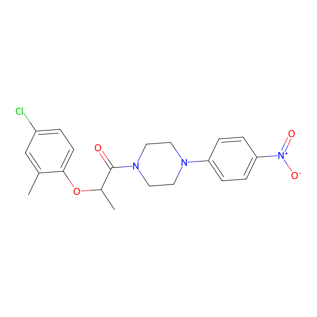 2-(4-Chloro-2-methylphenoxy)-1-[4-(4-nitrophenyl)piperazin-1-yl]propan-1-one molecular structure, CAS 353774-38-6