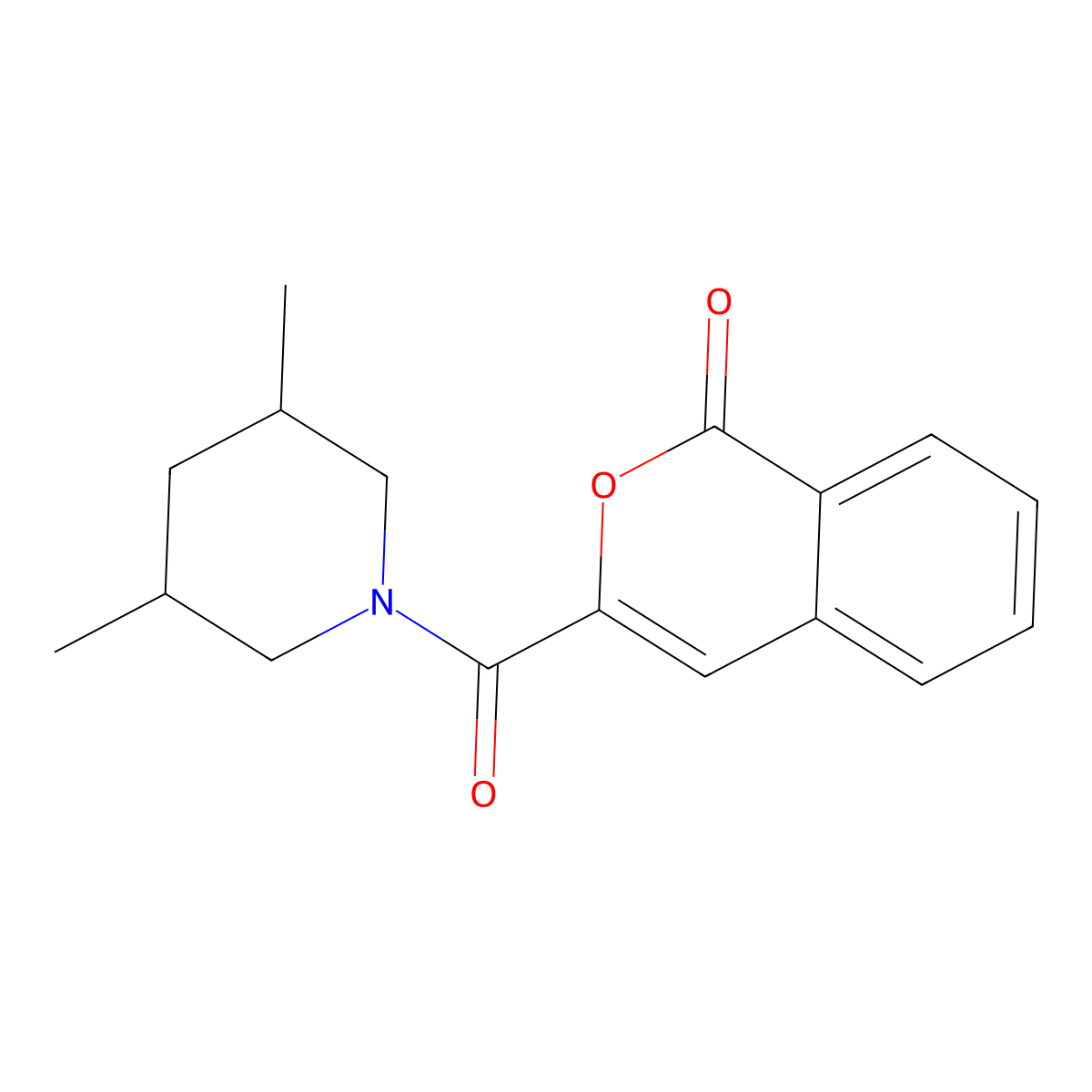 3-[(3,5-dimethyl-1-piperidinyl)carbonyl]-1H-isochromen-1-one molecular structure, CAS 353774-40-0