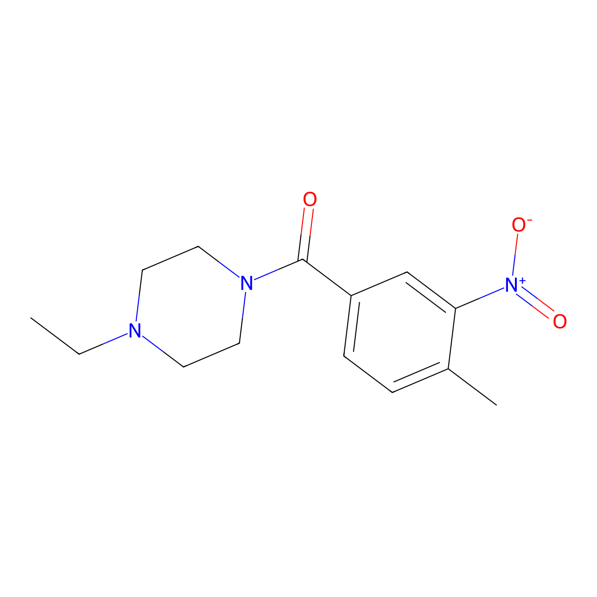 (4-Ethylpiperazin-1-yl)-(4-methyl-3-nitrophenyl)methanone molecular structure, CAS 353774-51-3