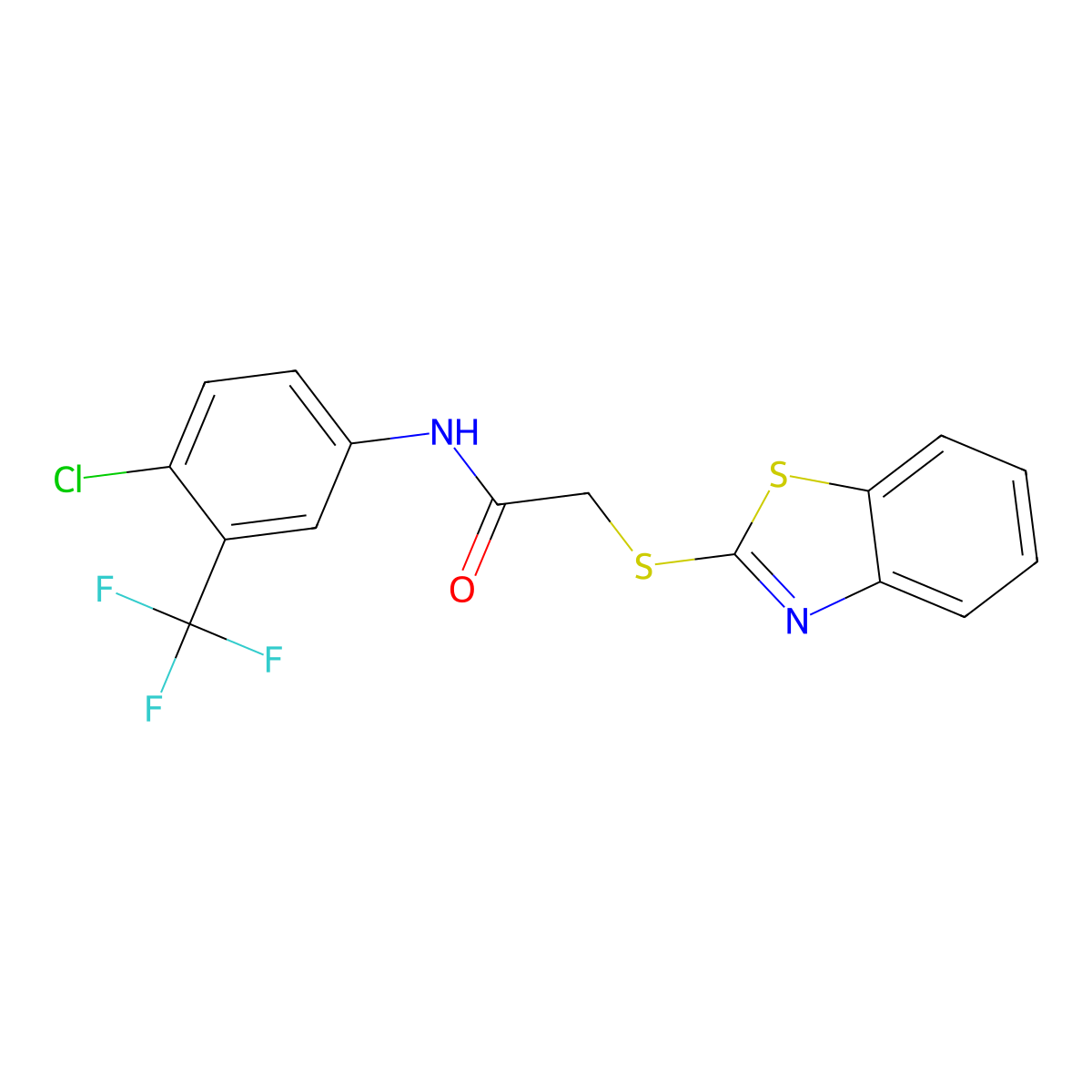 2-(1,3-benzothiazol-2-ylsulfanyl)-N-[4-chloro-3-(trifluoromethyl)phenyl]acetamide molecular structure, CAS 353774-53-5