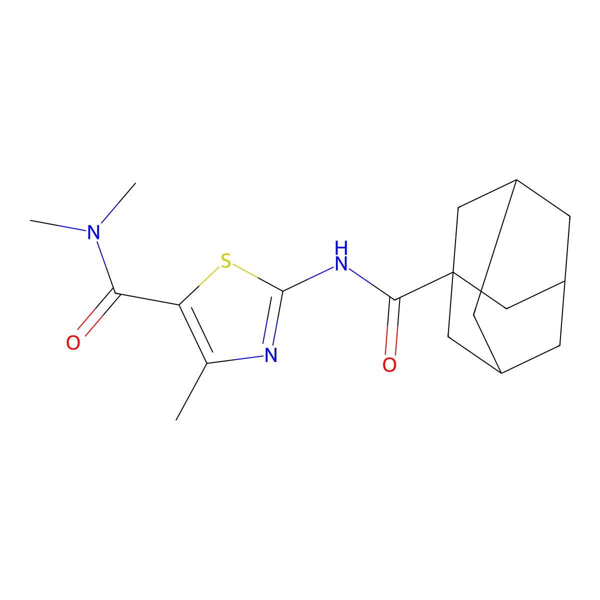 2-(adamantane-1-carbonylamino)-N,N,4-trimethyl-1,3-thiazole-5-carboxamide molecular structure, CAS 353774-61-5