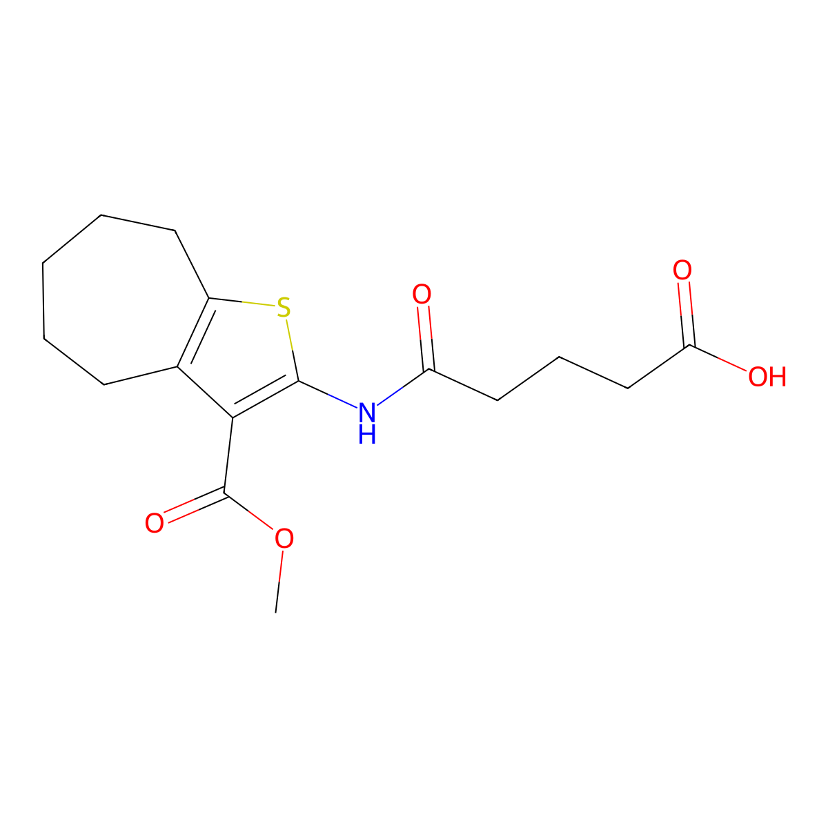 5-[(3-methoxycarbonyl-5,6,7,8-tetrahydro-4H-cyclohepta[b]thiophen-2-yl)amino]-5-oxopentanoic acid molecular structure, CAS 353774-63-7