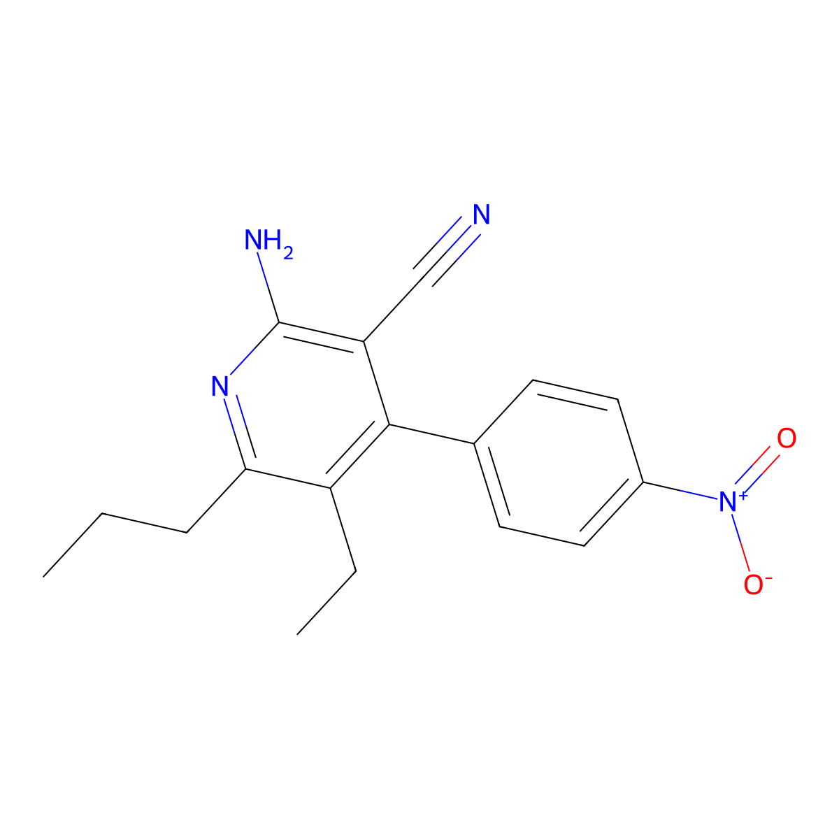 2-Amino-5-ethyl-4-(4-nitrophenyl)-6-propylpyridine-3-carbonitrile molecular structure, CAS 353774-72-8