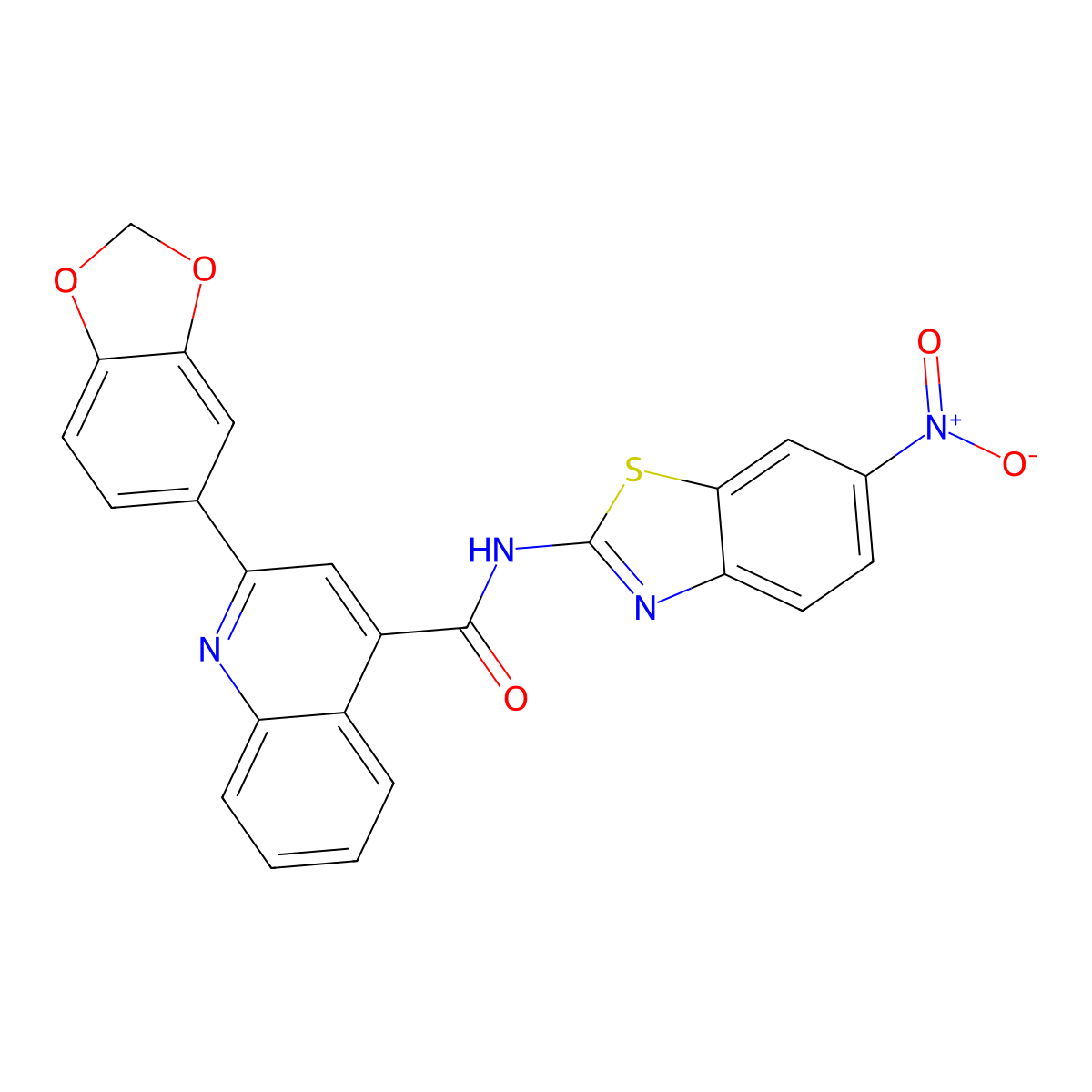 2-(1,3-benzodioxol-5-yl)-N-{6-nitro-1,3-benzothiazol-2-yl}-4-quinolinecarboxamide molecular structure, CAS 353774-78-4