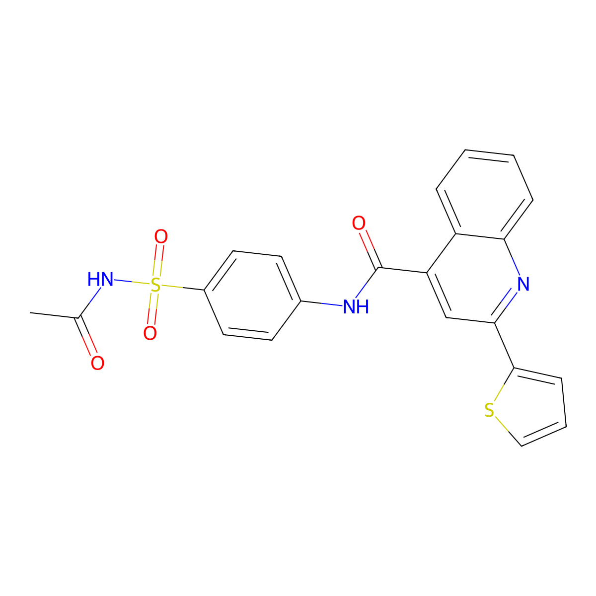 N-[4-(acetylsulfamoyl)phenyl]-2-thiophen-2-ylquinoline-4-carboxamide molecular structure, CAS 353775-04-9