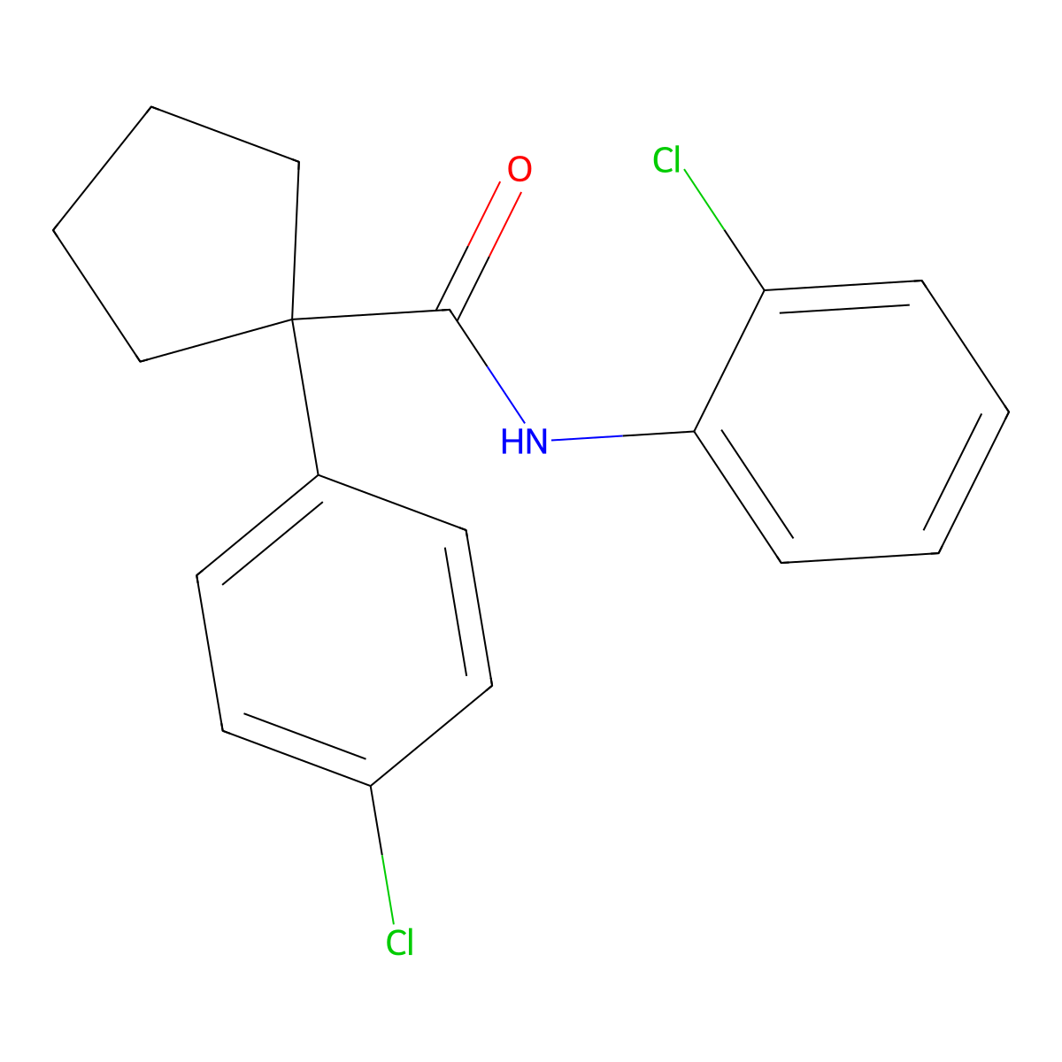 N-(2-chlorophenyl)-1-(4-chlorophenyl)cyclopentanecarboxamide molecular structure, CAS 353775-05-0