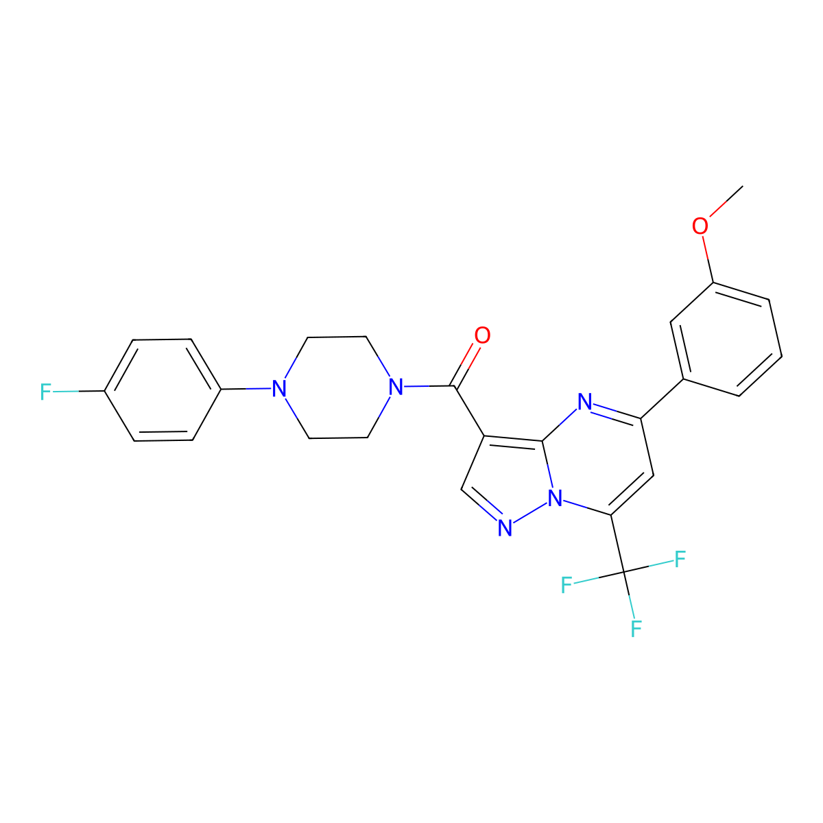 [4-(4-Fluorophenyl)piperazin-1-yl][5-(3-methoxyphenyl)-7-(trifluoromethyl)pyrazolo[1,5-a]pyrimidin-3-yl]methanone molecular structure, CAS 353775-36-7