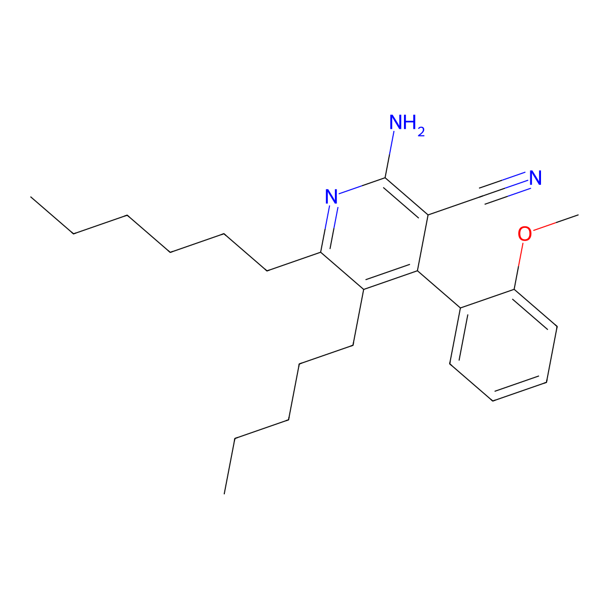 2-Amino-6-hexyl-4-(2-methoxyphenyl)-5-pentylnicotinonitrile molecular structure, CAS 353775-43-6