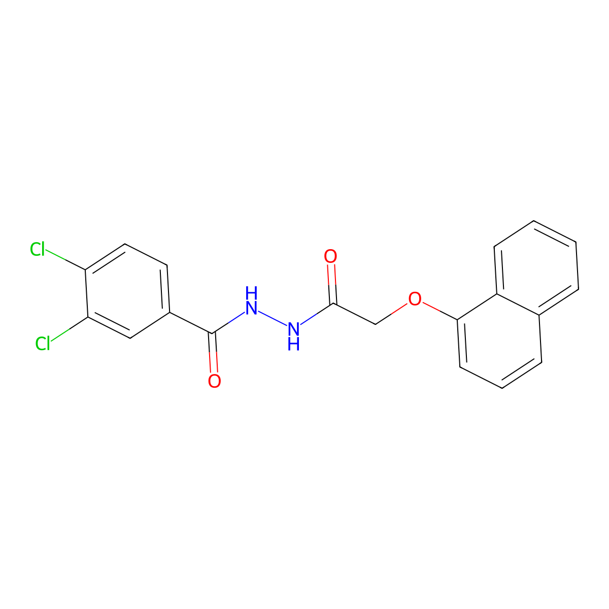 N'-(3,4-dichlorobenzoyl)-2-(1-naphthyloxy)acetohydrazide molecular structure, CAS 353776-14-4