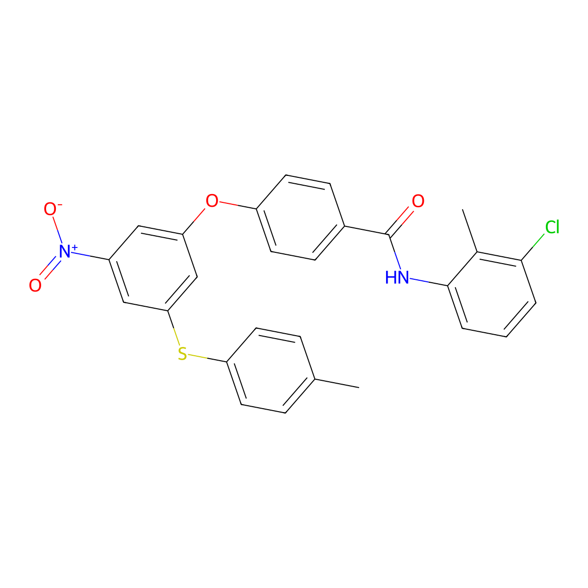 N-(3-chloro-2-methylphenyl)-4-[3-(4-methylphenyl)sulfanyl-5-nitrophenoxy]benzamide molecular structure, CAS 353776-90-6