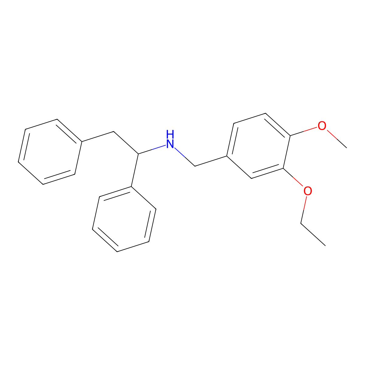 N-(3-ethoxy-4-methoxybenzyl)-1,2-diphenylethanamine molecular structure, CAS 353778-83-3