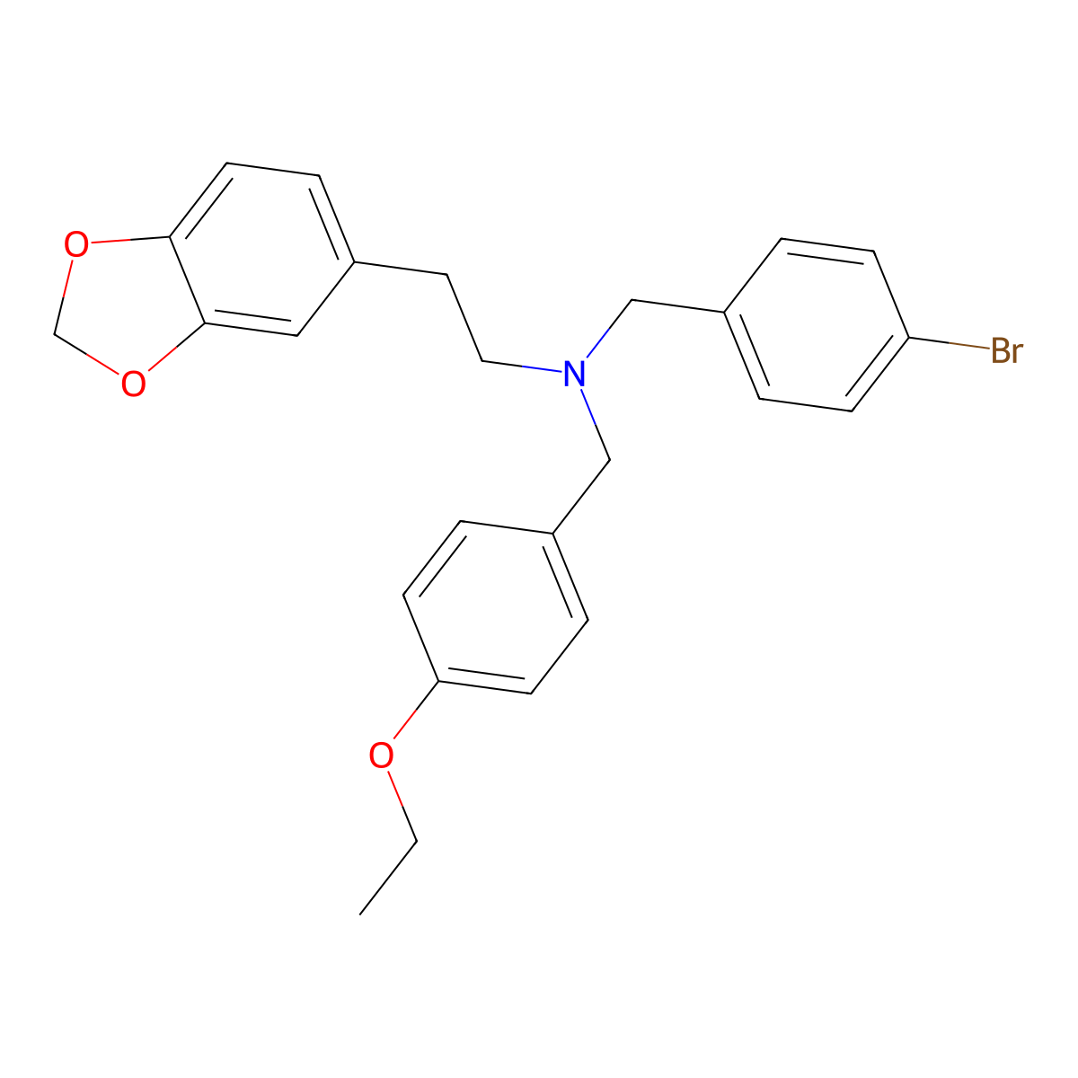 2-(1,3-benzodioxol-5-yl)-N-[(4-bromophenyl)methyl]-N-[(4-ethoxyphenyl)methyl]ethanamine molecular structure, CAS 353778-87-7