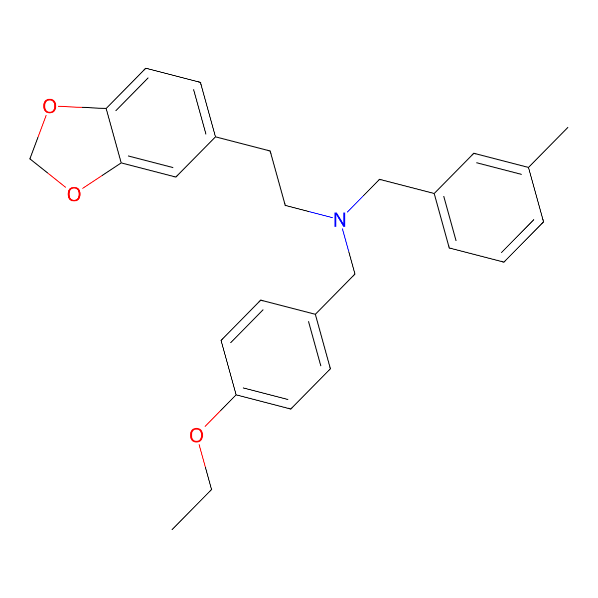 2-(1,3-benzodioxol-5-yl)-N-[(4-ethoxyphenyl)methyl]-N-[(3-methylphenyl)methyl]ethanamine molecular structure, CAS 353779-00-7