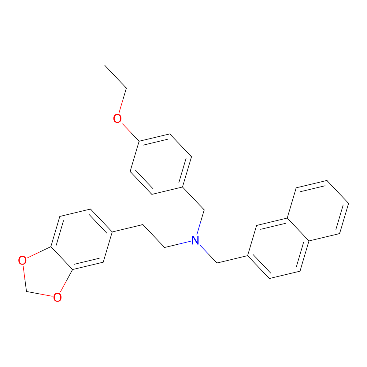 2-(1,3-benzodioxol-5-yl)-N-[(4-ethoxyphenyl)methyl]-N-(naphthalen-2-ylmethyl)ethanamine molecular structure, CAS 353779-09-6