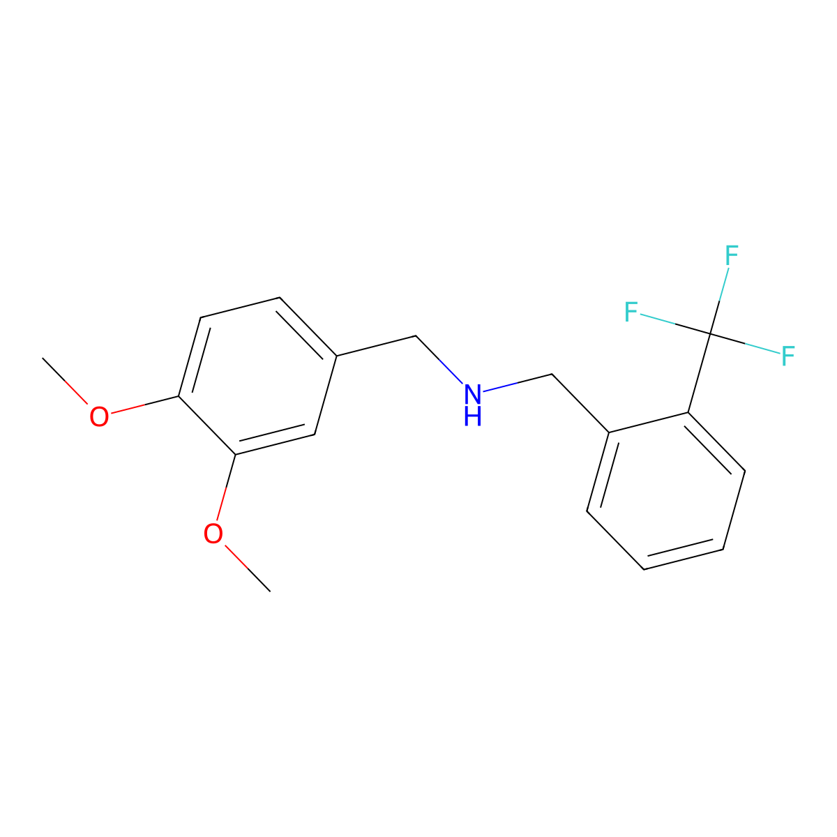 1-(3,4-dimethoxyphenyl)-N-[[2-(trifluoromethyl)phenyl]methyl]methanamine molecular structure, CAS 353779-10-9