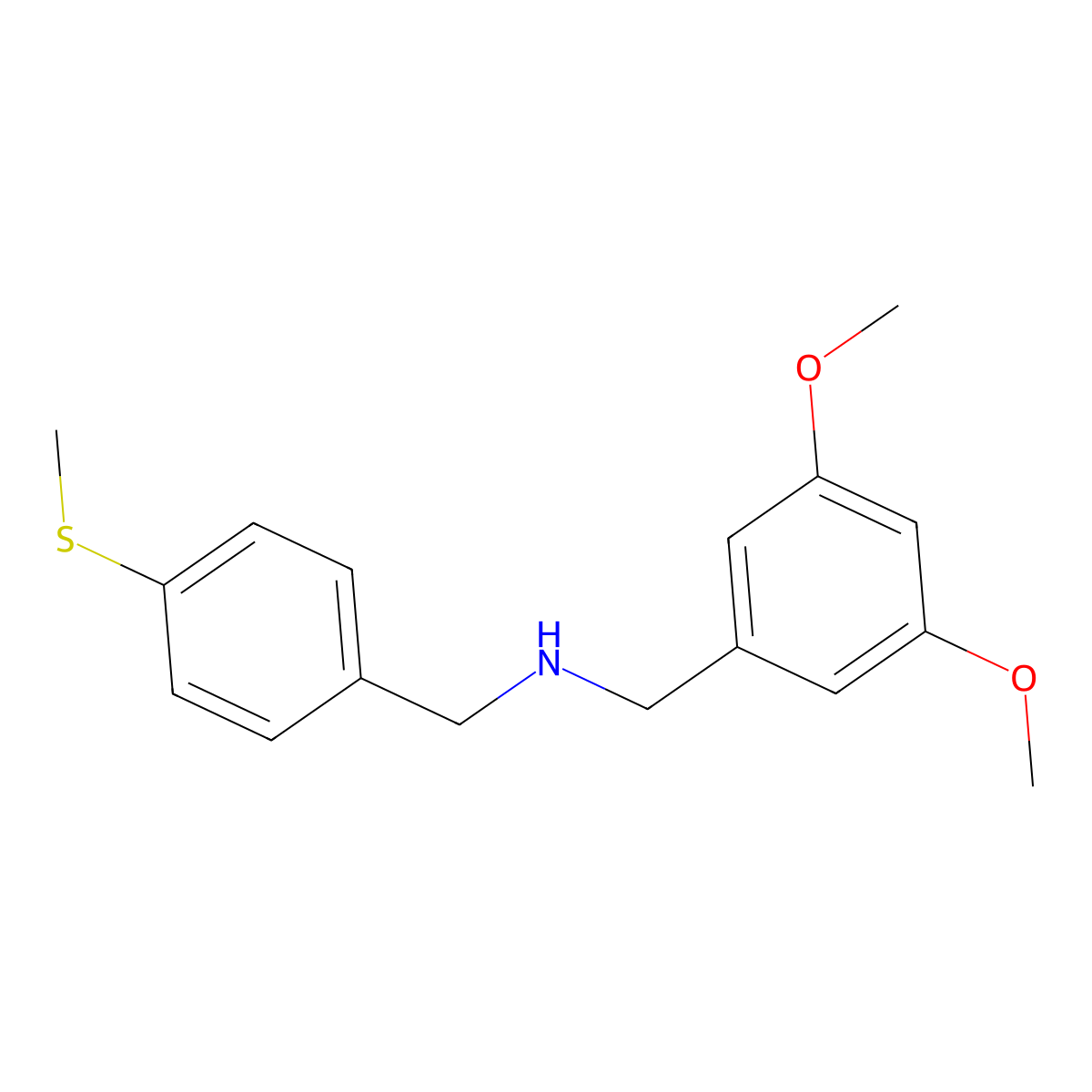 N-[(3,5-dimethoxyphenyl)methyl]-1-[4-(methylthio)phenyl]methanamine molecular structure, CAS 353779-20-1