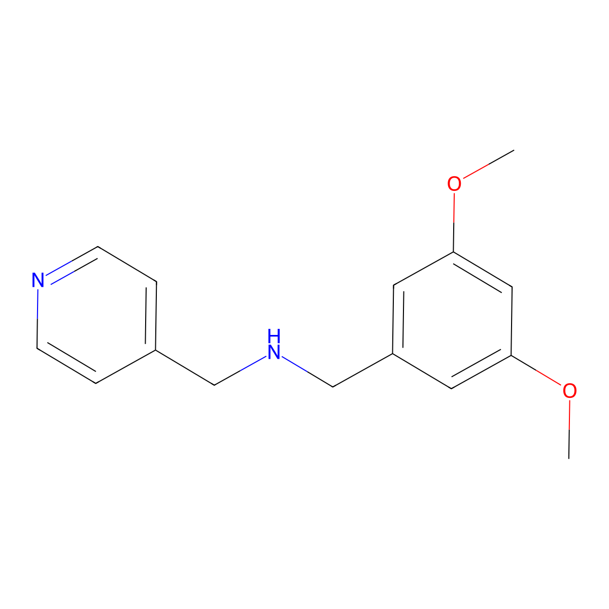 N-((3,5-Dimethoxyphenyl)methyl)-4-pyridinemethanamine molecular structure, CAS 353779-27-8