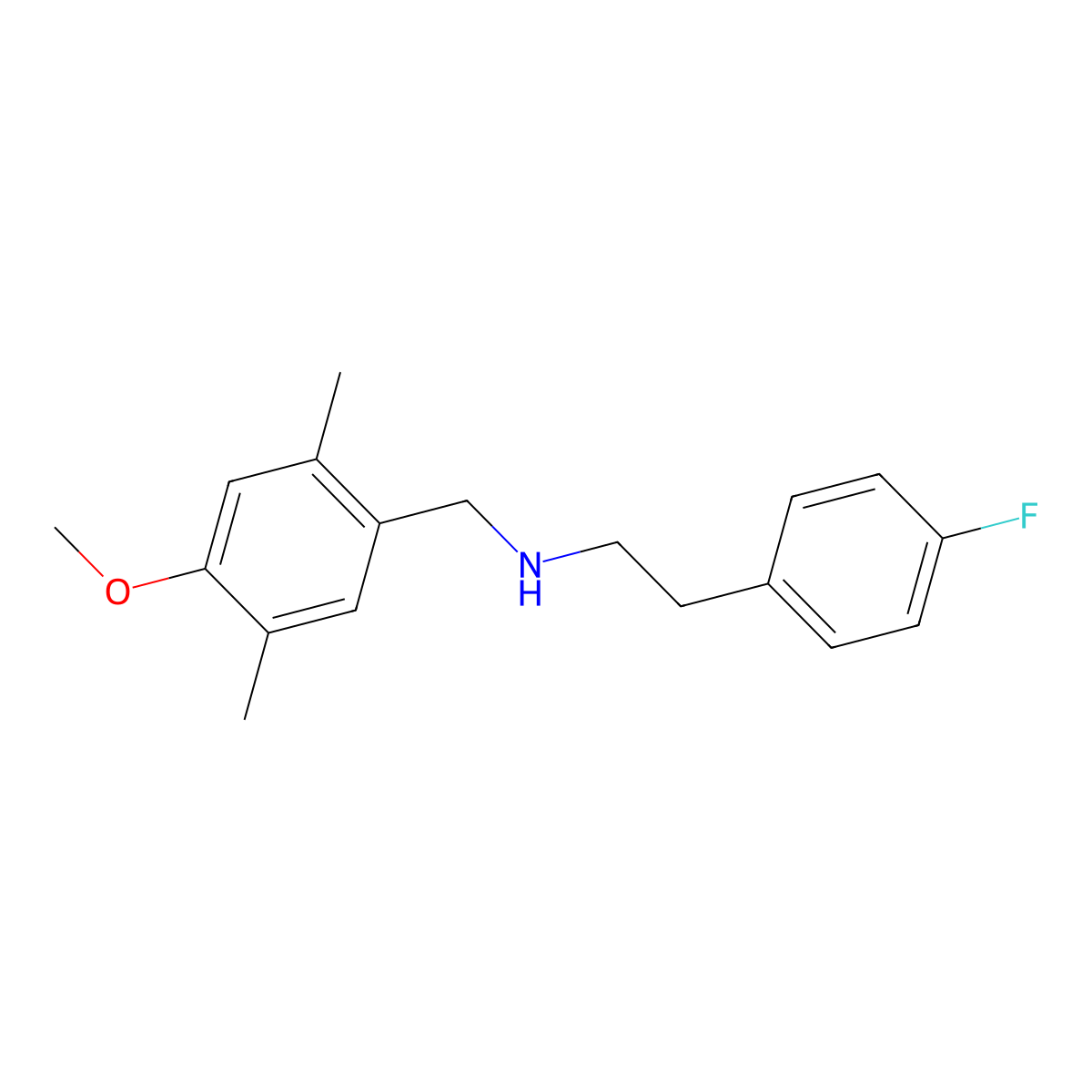 2-(4-fluorophenyl)-N-(4-methoxy-2,5-dimethylbenzyl)ethanamine molecular structure, CAS 353779-41-6