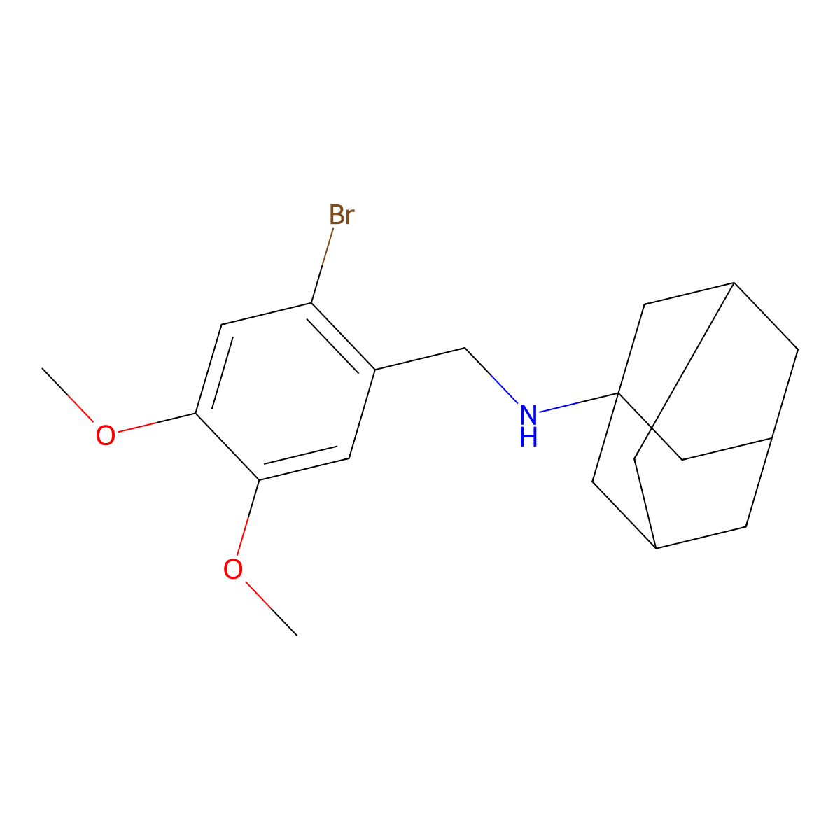 N-[(2-bromo-4,5-dimethoxyphenyl)methyl]adamantan-1-amine molecular structure, CAS 353779-49-4