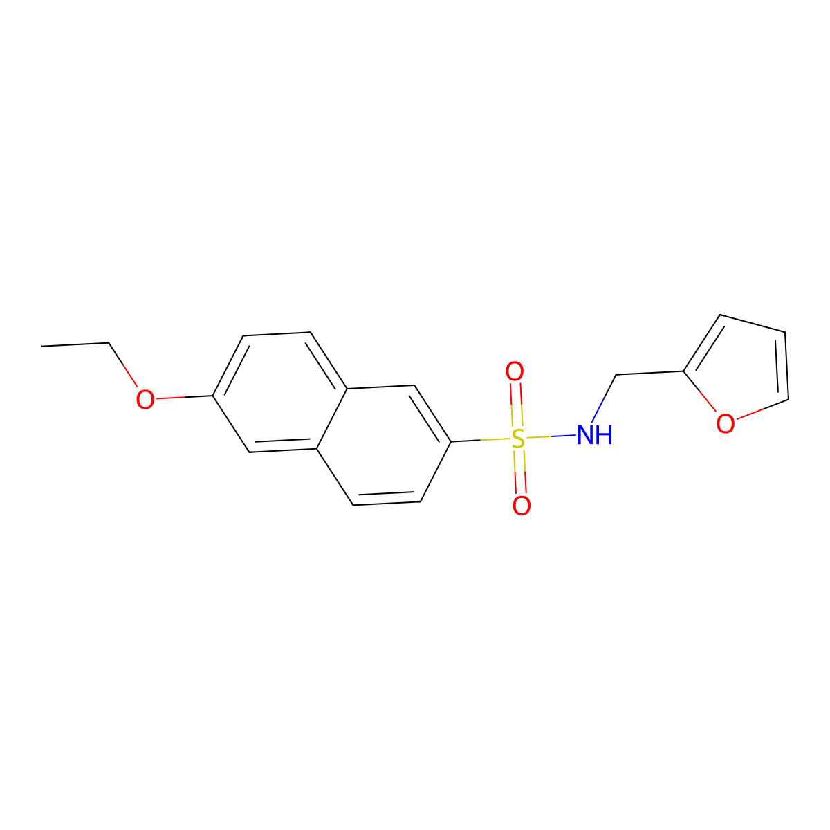 6-Ethoxy-N-(2-furanylmethyl)-2-naphthalenesulfonamide molecular structure, CAS 353779-70-1